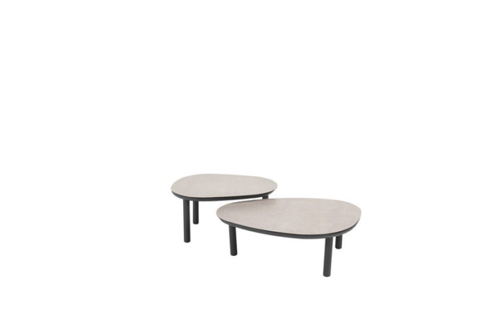 Taste Monroe set van 2 coffee tafels antraciet printed keramiek 80×27 en 65×32 cm – grijs