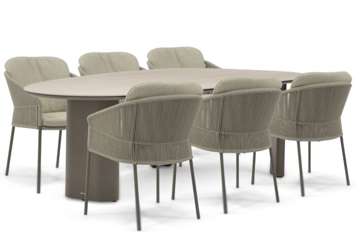 4 Seasons Outdoor Florence/Weave 240×120 cm dining tuinset 7-delig – Taupe-naturel-bruin