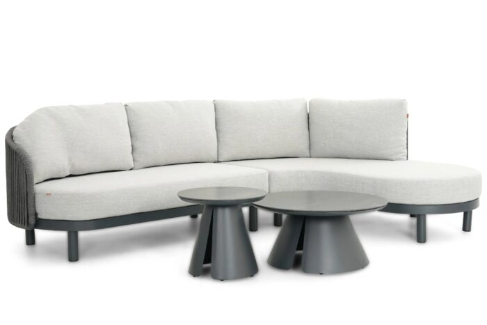 Santika Furniture Nanda/Cayora 50/80 cm hoek loungeset 4-delig – Grijs-antraciet