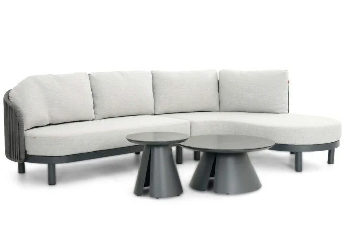 Santika Furniture Nanda/Cayora 50/80 cm hoek loungeset 4-delig - Grijs-antraciet