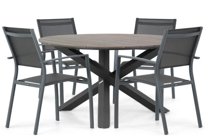 Lifestyle Garden Furniture Sella/Ancona 125 cm dining tuinset 5-delig – Grijs-antraciet