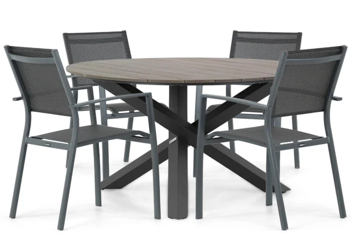 Lifestyle Garden Furniture Sella/Ancona 125 cm dining tuinset 5-delig - Grijs-antraciet