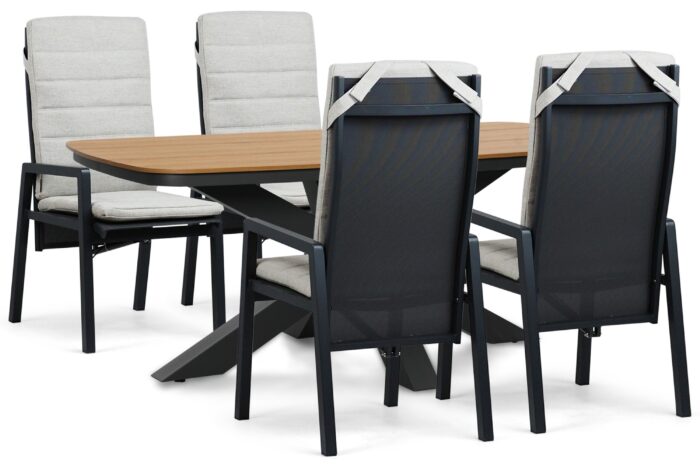 Lifestyle Garden Furniture Vivaro/Camila 180×100 cm dining tuinset 5-delig – Grijs-antraciet