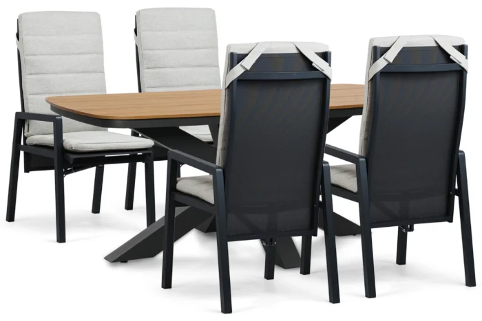 Lifestyle Garden Furniture Vivaro/Camila 180x100 cm dining tuinset 5-delig - Grijs-antraciet