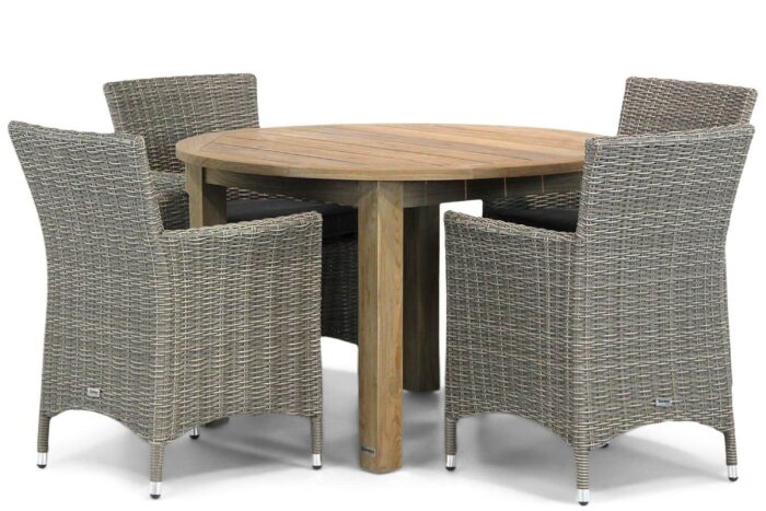 Garden Collections Dublin/Brighton 120 cm rond dining tuinset 5-delig – Grijs-antraciet