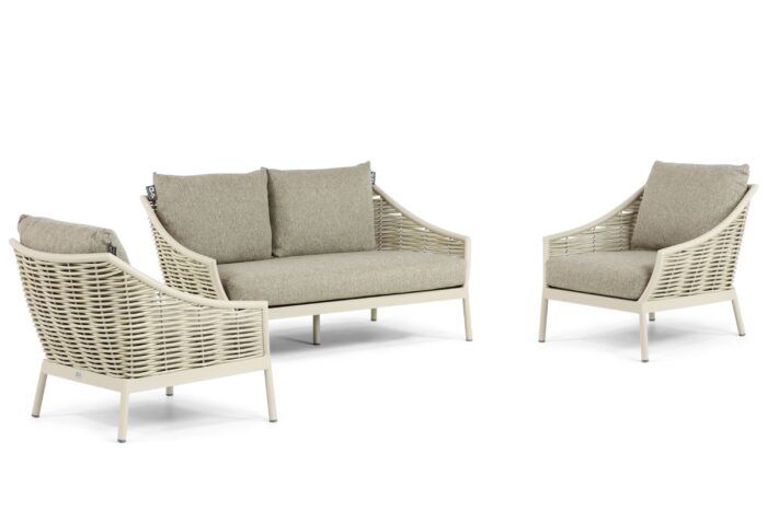 Apple Bee Milou stoel-bank loungeset 3-delig – Taupe-naturel-bruin