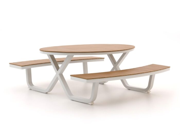 Bellagio tuinmeubelen Fidenza picknicktafel 216x200x75cm – Wit