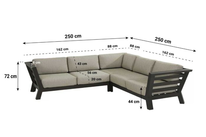 4 Seasons Outdoor Meteoro hoek loungeset 3-delig – Grijs-antraciet