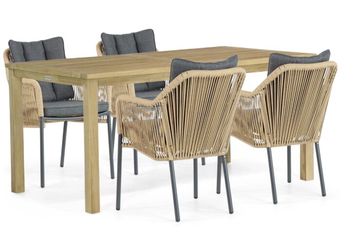 De Laan Projects Laan Marbella/Weston 160 cm dining tuinset 5-delig – Taupe-naturel-bruin