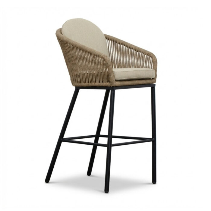 BUITEN living Mara dining barstoel | touw + aluminium | Sahara Dust