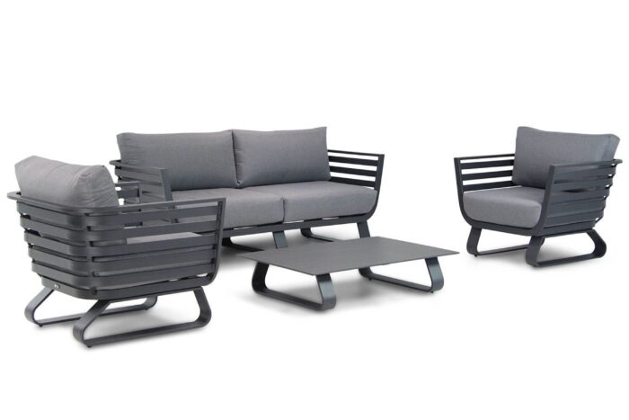 Santika Furniture Sovita stoel-bank loungeset 4-delig antraciet – Grijs-antraciet
