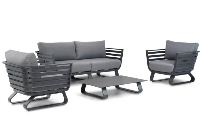 Santika Furniture Sovita stoel-bank loungeset 4-delig antraciet - Grijs-antraciet