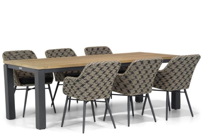 Lifestyle Garden Furniture Crossway/Veneto 230 cm dining tuinset 7-delig – Zwart-wit