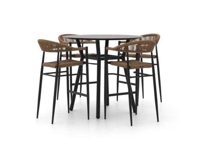 Manifesto Furniture Belpasso/Tritoni ø 110cm barset 5-delig stapelbaar – Grijs