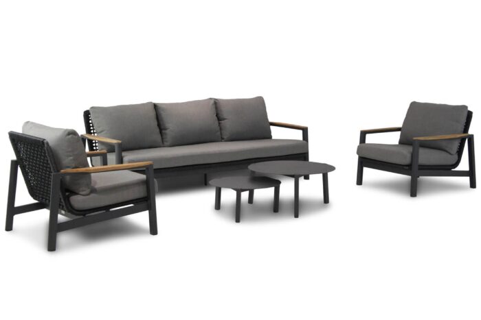 Coco Ralph/Rimini 60/75 cm stoel-bank loungeset 5-delig – Grijs-antraciet