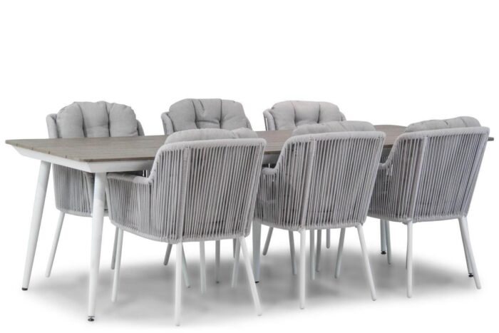 Santika Furniture Tendenza/Yala 240 cm dining tuinset 7-delig – Wit