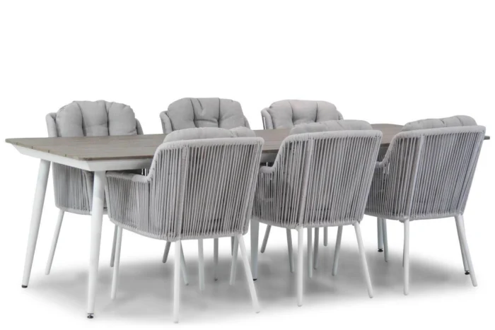 Santika Furniture Tendenza/Yala 240 cm dining tuinset 7-delig - Wit