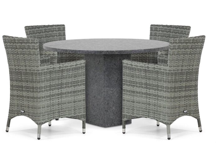 Domani Furniture Miami/Graniet 120 cm dining tuinset 5-delig – Grijs-antraciet