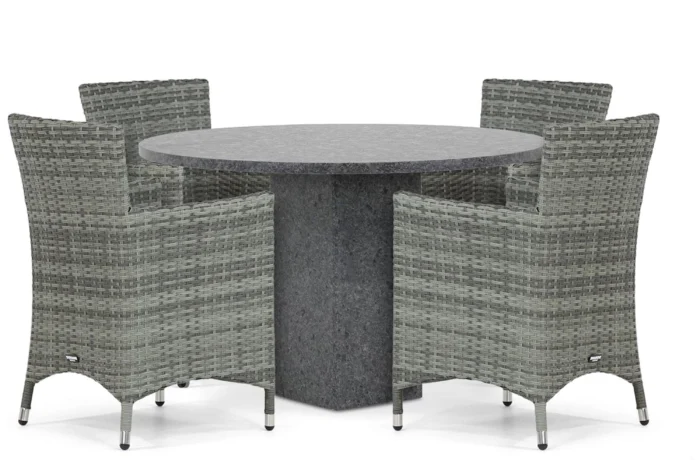 Domani Furniture Miami/Graniet 120 cm dining tuinset 5-delig - Grijs-antraciet
