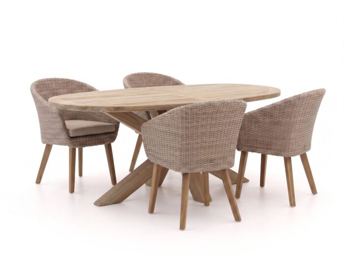 Intenso Furniture Tropea/ROUGH-Y Ellips 200cm dining tuinset 5-delig – Bruin