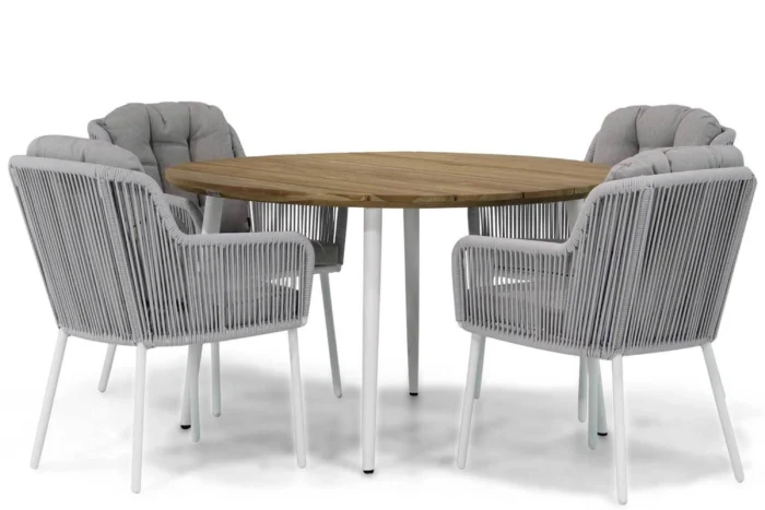 Santika Furniture Tendenza/Montana 130 cm rond dining tuinset 5-delig - Wit