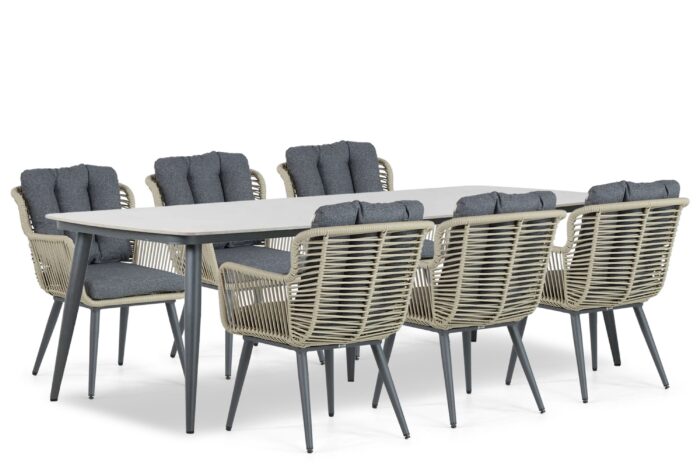 Coco Custa/Vienna 240 cm dining tuinset 7-delig – Taupe-naturel-bruin