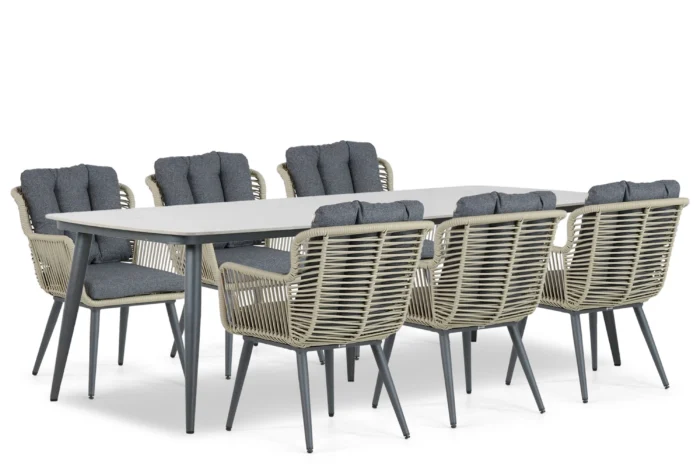 Coco Custa/Vienna 240 cm dining tuinset 7-delig - Taupe-naturel-bruin