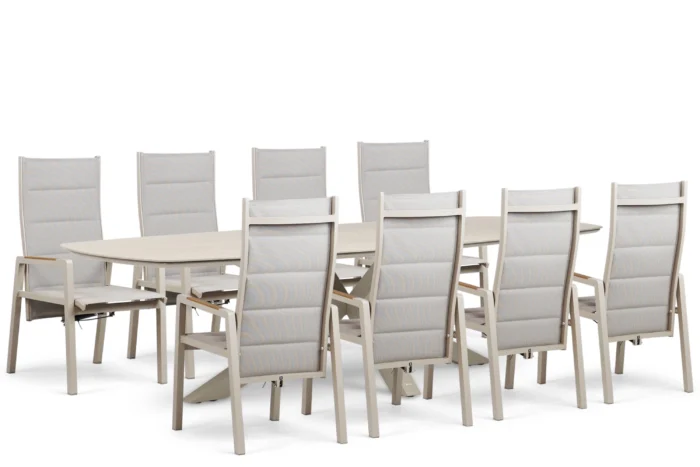 Lifestyle Garden Furniture Essence/Voyage 300x120 cm dining tuinset 9-delig - Taupe-naturel-bruin