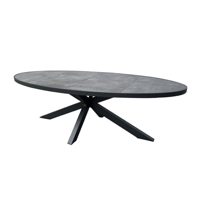 Oosterik home Foxton dining tafel ovaal midnight grey 241 x 116 cm – grijs