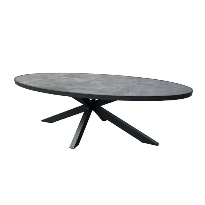 Oosterik home Foxton dining tafel ovaal midnight grey 241 x 116 cm - grijs