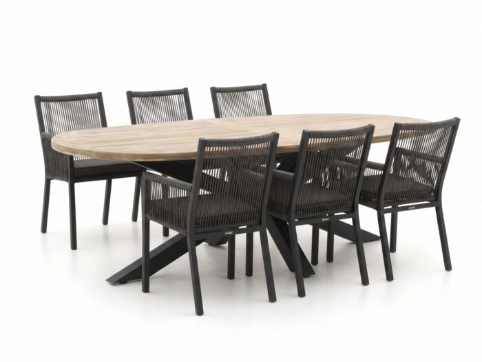 Manifesto Furniture Rivola/ROUGH-Y Ellips 200cm dining tuinset 7-delig
