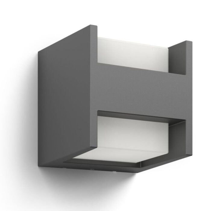 Philips Arbour buitenwandlamp warmwit licht smal verlichting – grijs;zwart