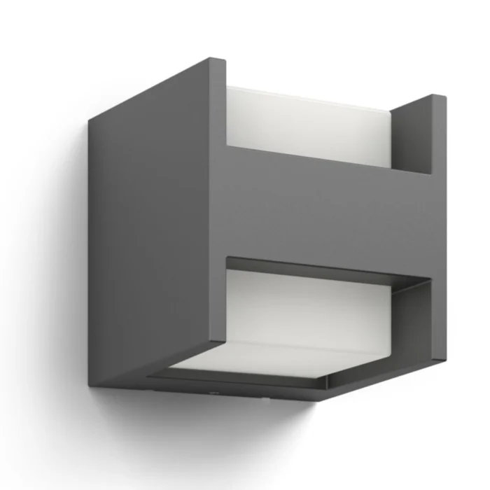 Philips Arbour buitenwandlamp warmwit licht smal verlichting - grijs;zwart