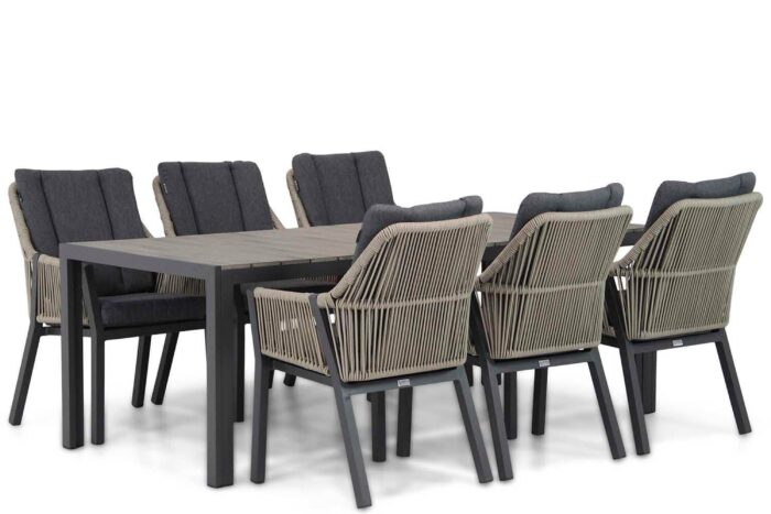 Lifestyle Garden Furniture Verona/Young 217 cm dining tuinset 7-delig – Taupe-naturel-bruin