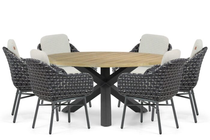 Santika Furniture Yovan/Rockville 160 cm dining tuinset 7-delig – Grijs-antraciet