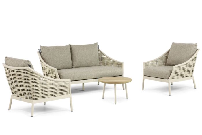 Apple Bee Milou/Montana 50 cm stoel-bank loungeset 4-delig – Taupe-naturel-bruin