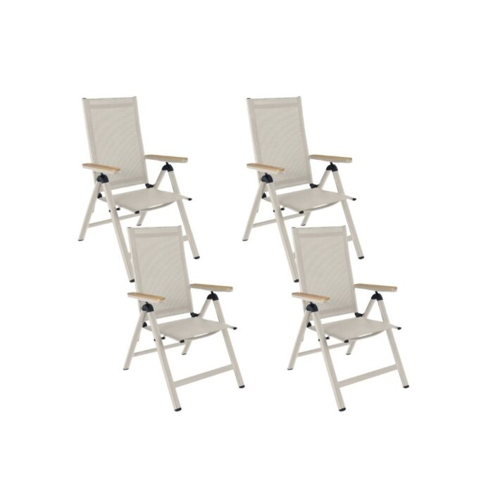 LUX outdoor living Norali dining tuinstoel verstelbaar set van 4 | textileen + aluminium | beige