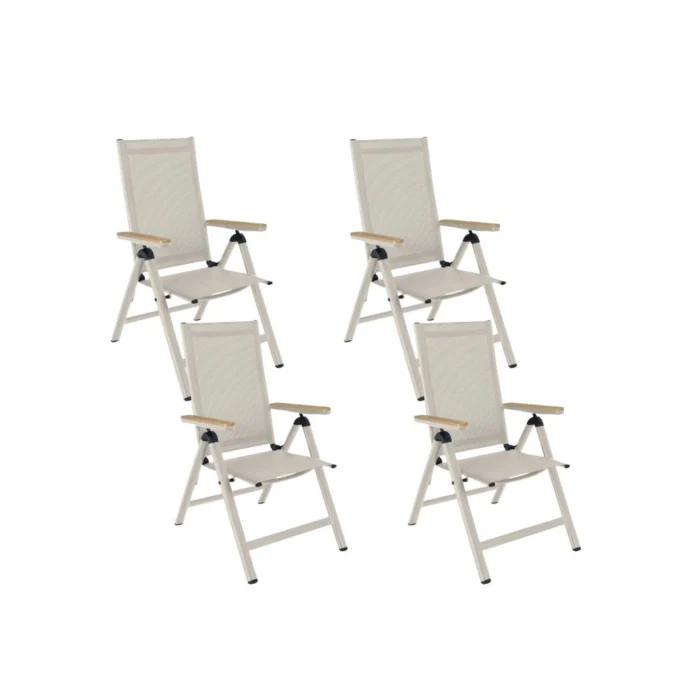 LUX outdoor living Norali dining tuinstoel verstelbaar set van 4 | textileen + aluminium | beige