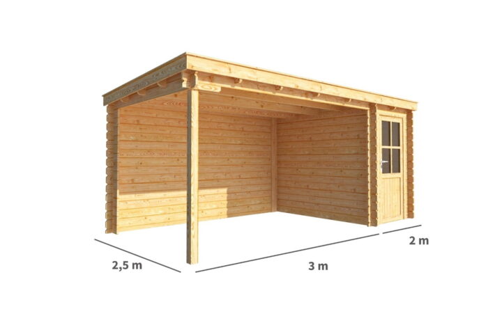 Warentuin collection Blokhut, tuinhuisje met overkapping Els-Nova 500 cm bij 250 cm diep lessenaarsdak 0 – bruin