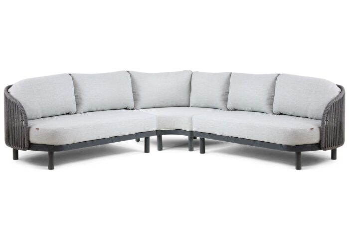 Santika Furniture Nanda hoek loungeset 3-delig – Grijs-antraciet
