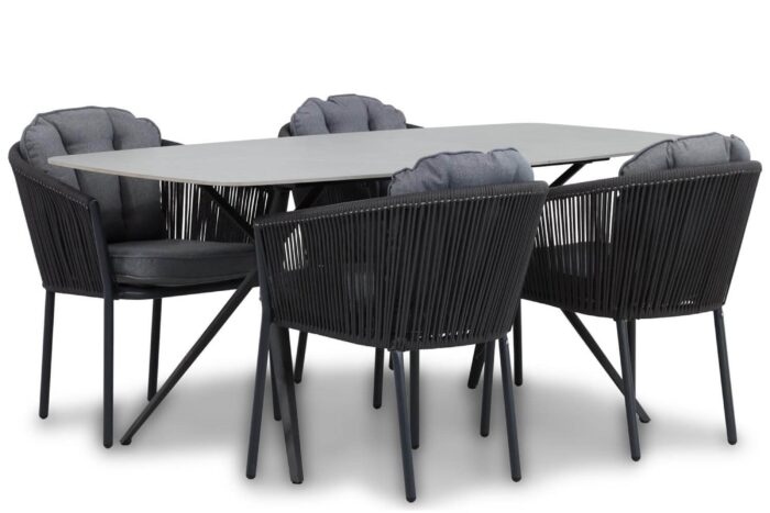 Santika Furniture Novita/Valerio 180 cm dining tuinset 5-delig – Grijs-antraciet
