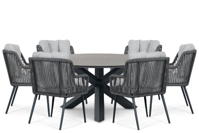 Lifestyle Garden Furniture Tivoli/Xento 150 cm dining tuinset 7-delig – Grijs-antraciet