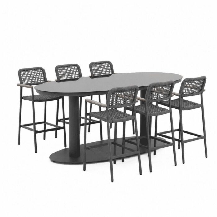 LUX outdoor living Orlando/Denver antraciet dining tuinset | 6 personen | staal + touw | 180cm