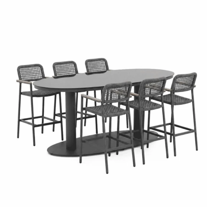 LUX outdoor living Orlando/Denver antraciet dining tuinset | 6 personen | staal + touw | 180cm