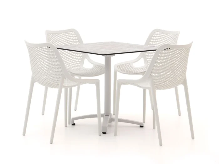 Forza Furniture Ripi/Canzo 80cm dining tuinset 5-delig stapelbaar inklapbaar - Grijs