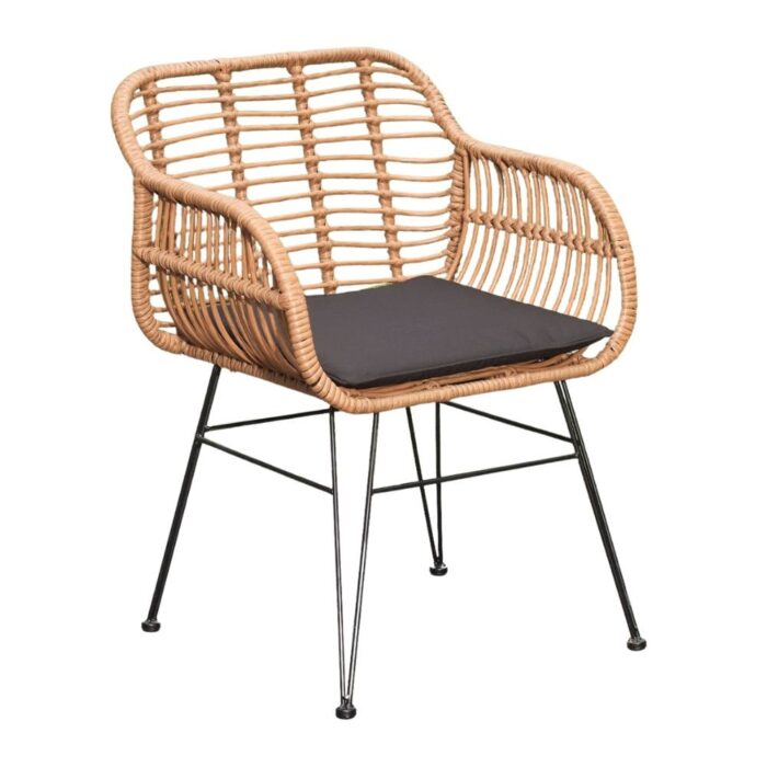 BUITEN living Lola dining tuinstoel | wicker + staal | Bamboo antraciet