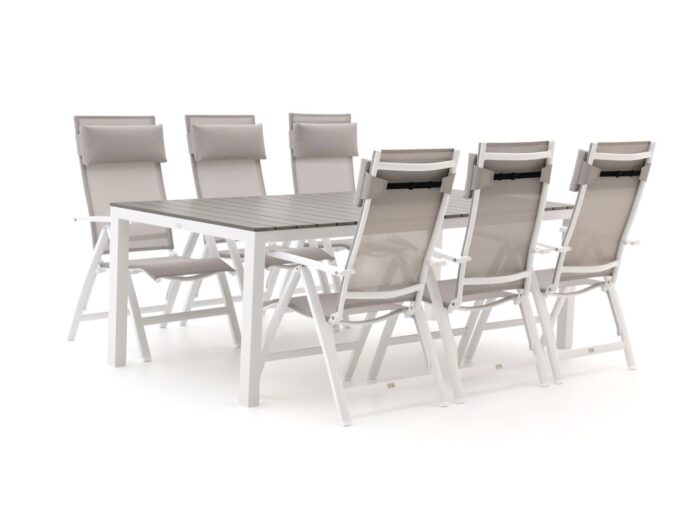 Bellagio tuinmeubelen Bellagio Avenza/Fidenza 220cm dining tuinset 7-delig verstelbaar Laagste prijsgarantie! – Wit