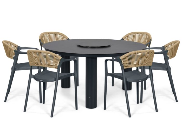Domani Furniture Toscano/Arancia 150 cm dining tuinset 7-delig – Grijs-antraciet