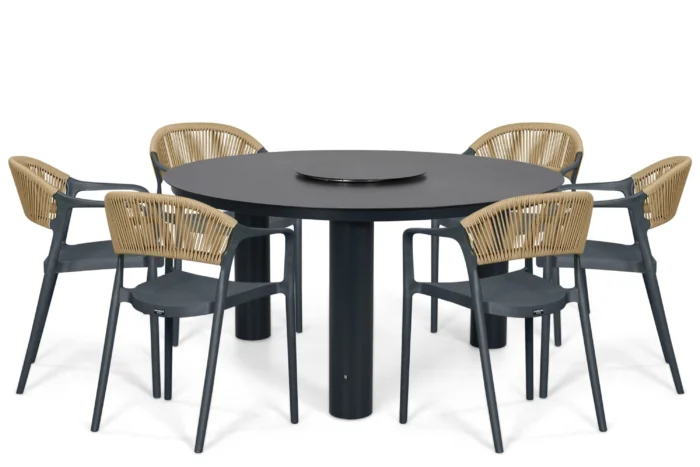 Domani Furniture Toscano/Arancia 150 cm dining tuinset 7-delig - Grijs-antraciet