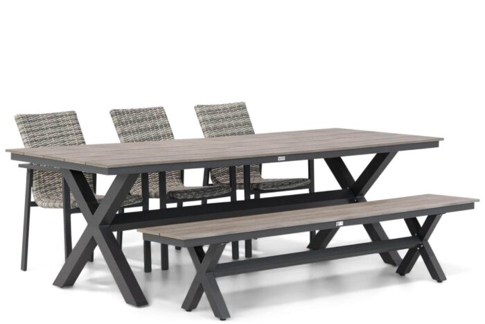 Lifestyle Garden Furniture Upton/Forest 240 cm dining tuinset 5-delig – Grijs-antraciet